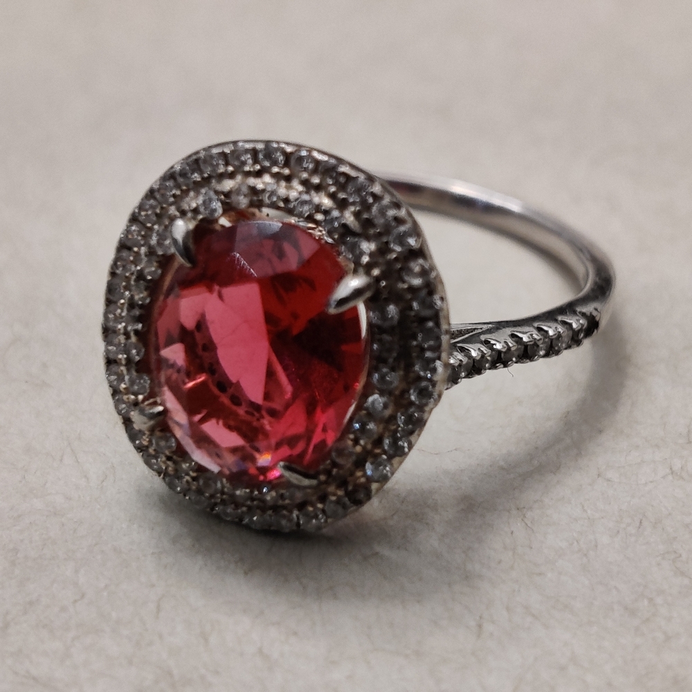 Stunning Ruby and CZ Sterling Silver Ring